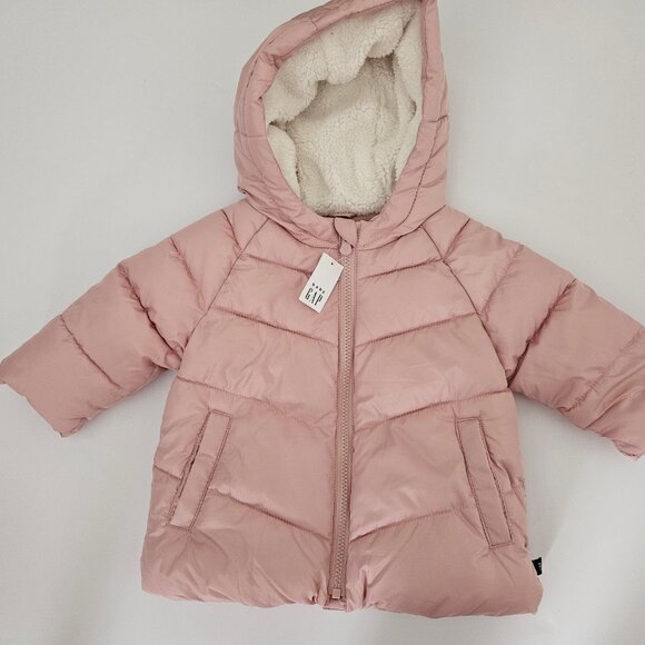 NWT Baby Gap ColdControl Max Puffer Jacket in Pink Sz 12-18 Months - Picture 1 of 14